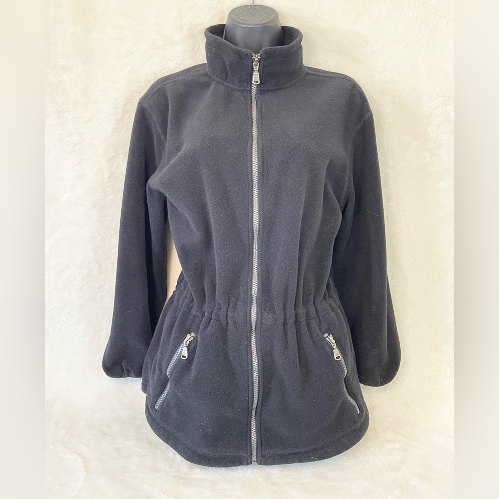 Vintage Eddie Bauer Black Fleece Jacket XS Y2K Zip Up